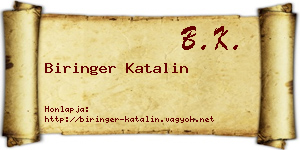 Biringer Katalin névjegykártya